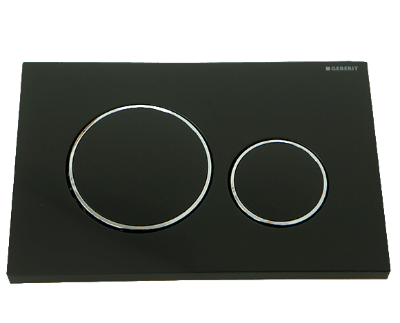 לחצן גבריט סיגמה 20 GEBERIT SIGMA — שחור עם חישוקים לבנים — חלק לניאגרה סמויה גבריט