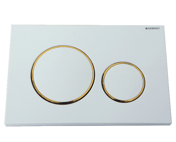 לחצן גבריט סיגמה 20 GEBERIT SIGMA — לבן עם חישוקי זהב — חלק לניאגרה סמויה גבריט