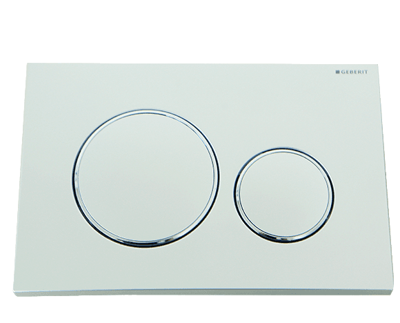 לחצן גבריט סיגמה 20 GEBERIT SIGMA — לבן עם חישוקי ניקל — חלק לניאגרה סמויה גבריט